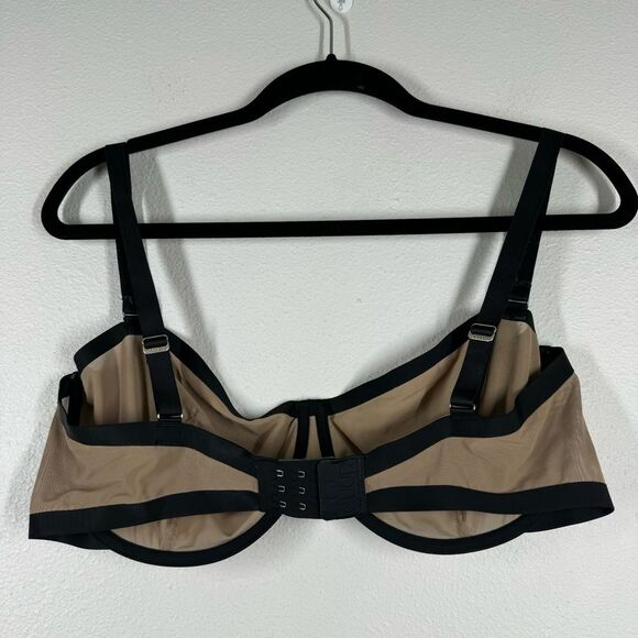 CUUP Sheer Balconette Bra Underwire Support Tan Black Nude Women’s Size 38F - Picture 2 of 5